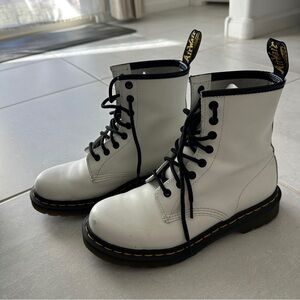 Dr. Martens White 1460 W Smooth Leather Lace Up Boots